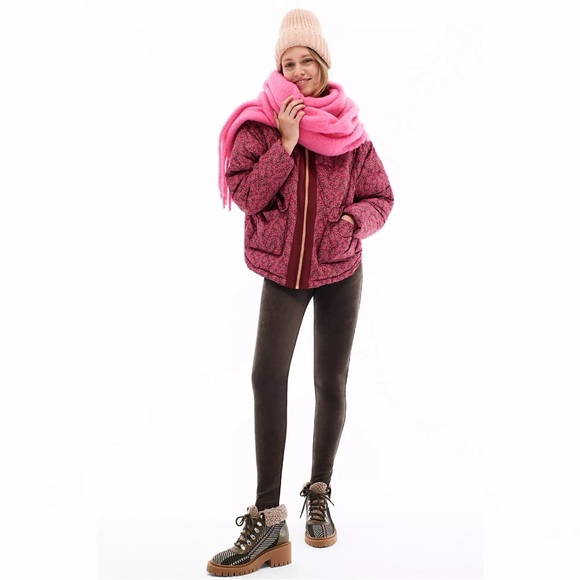 Anthropologie Numph Lillie Puffer Jacket XL Pink Floral Quilted - Picture 5 of 15